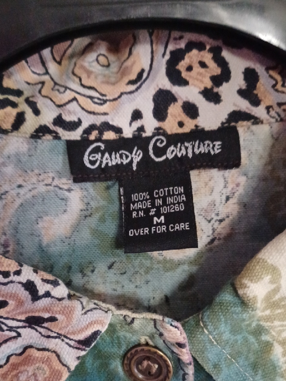 Gaudy Couture Paisley Animal Print Denim Jacket Rhinestones Button Front Sz M - Picture 2 of 15